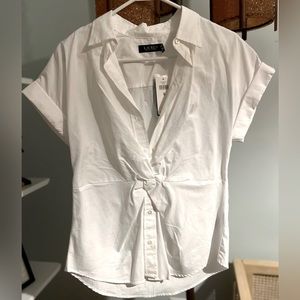 Women’s Ralph Lauren medium crisp white short sleeve top.  NWT